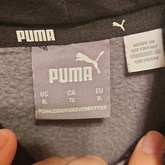 Puma Men's Gray & Black Logo Printed Pullover Hoodie Size XL - Picture 7 of 10